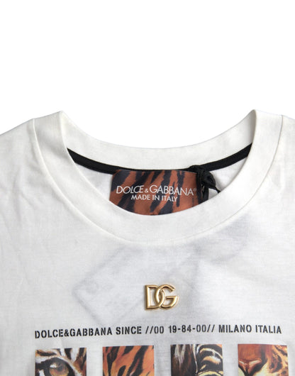Біла бавовняна футболка з круглим вирізом і короткими рукавами Dolce &amp; Gabbana