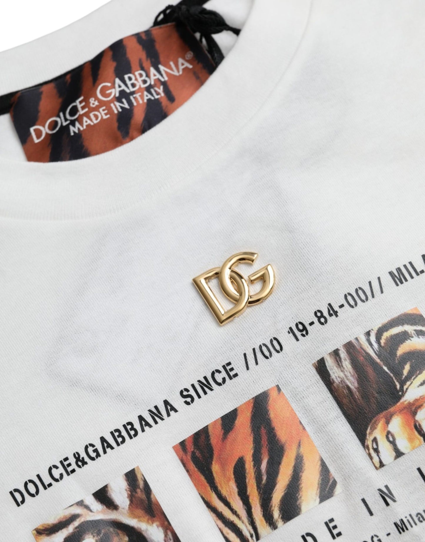 Біла бавовняна футболка з круглим вирізом і короткими рукавами Dolce &amp; Gabbana