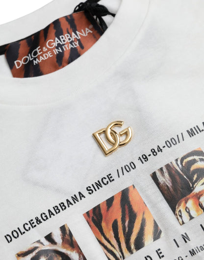 Біла бавовняна футболка з круглим вирізом і короткими рукавами Dolce &amp; Gabbana