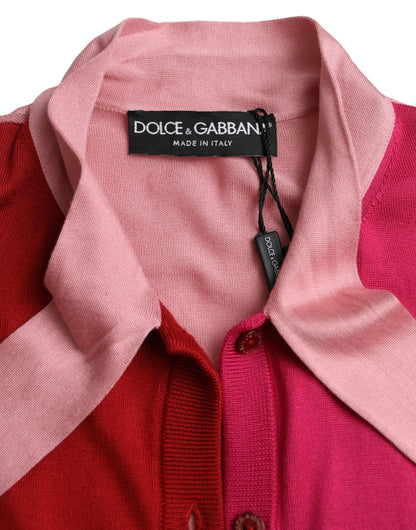 Рожевий пуловер Dolce &amp; Gabbana з короткими рукавами і коміром Ascot
