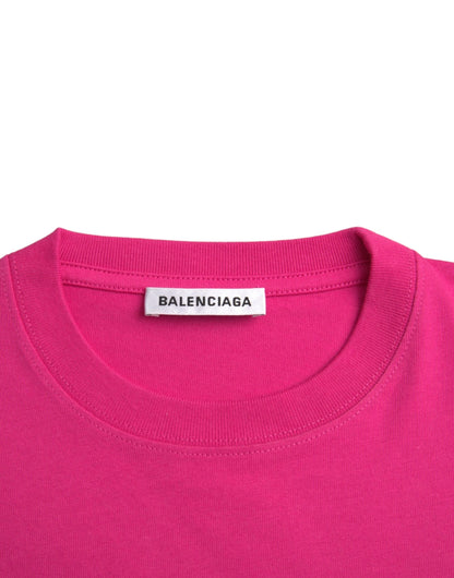 Рожева бавовняна футболка Balenciaga з круглим вирізом і короткими рукавами