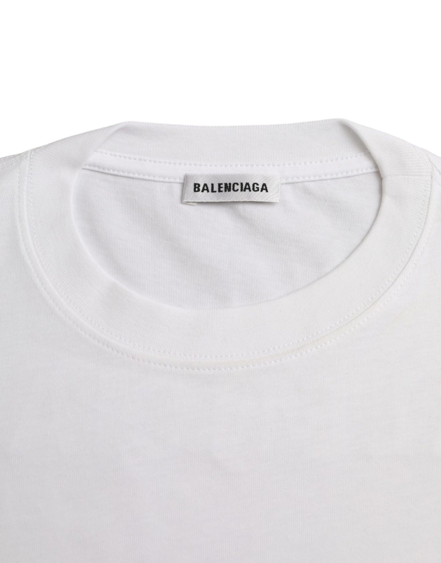 Біла бавовняна футболка Balenciaga з круглим вирізом і короткими рукавами