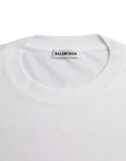 Біла бавовняна футболка Balenciaga з круглим вирізом і короткими рукавами