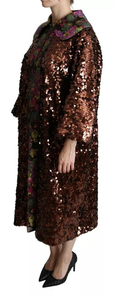 Довге пальто Dolce &amp; Gabbana з багатобарвним жаккардом і блискітками