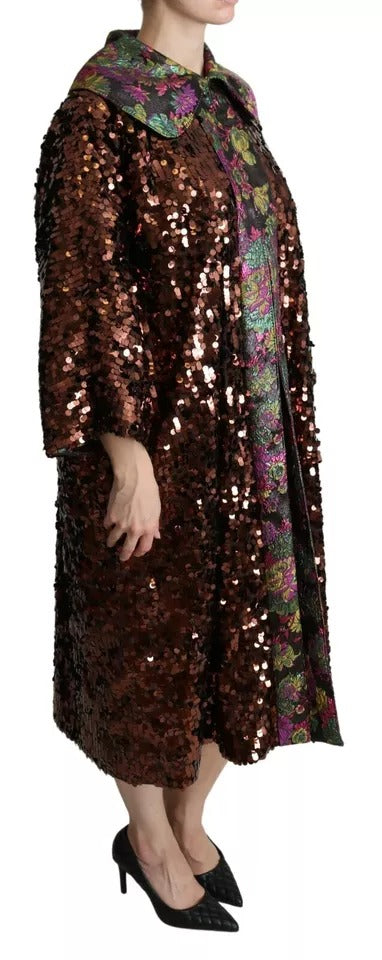 Довге пальто Dolce &amp; Gabbana з багатобарвним жаккардом і блискітками