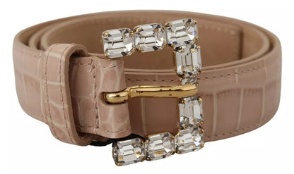 Жіночий ремінь Dolce &amp; Gabbana Beige Leather Crystal Buckle