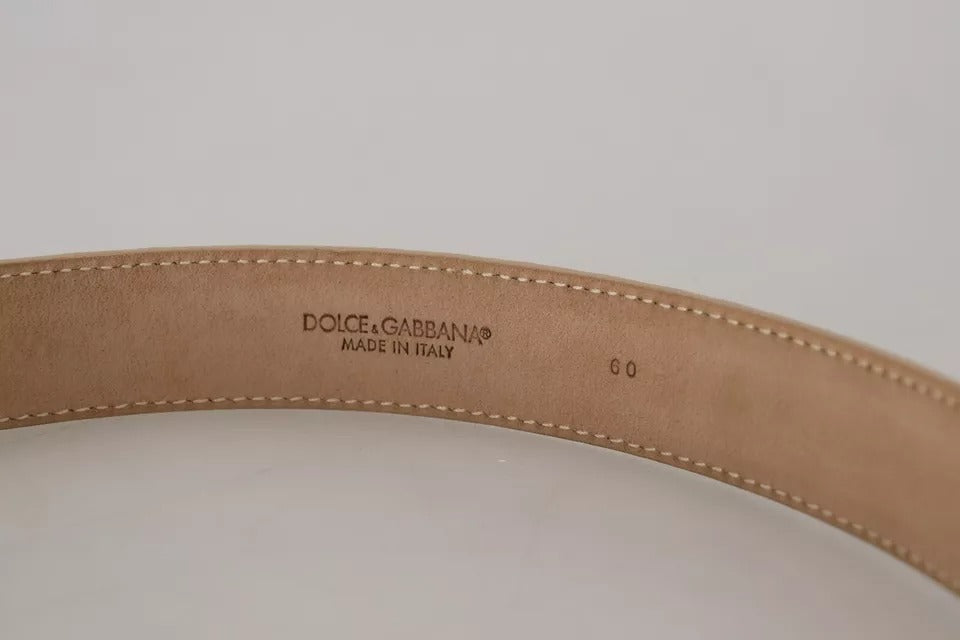 Жіночий ремінь Dolce &amp; Gabbana Beige Leather Crystal Buckle
