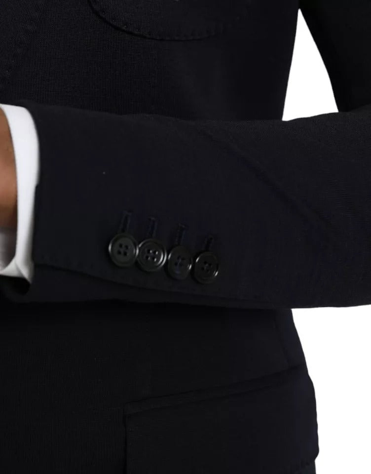 Синій вовняний однобортний піджак Dolce &amp; Gabbana Notch