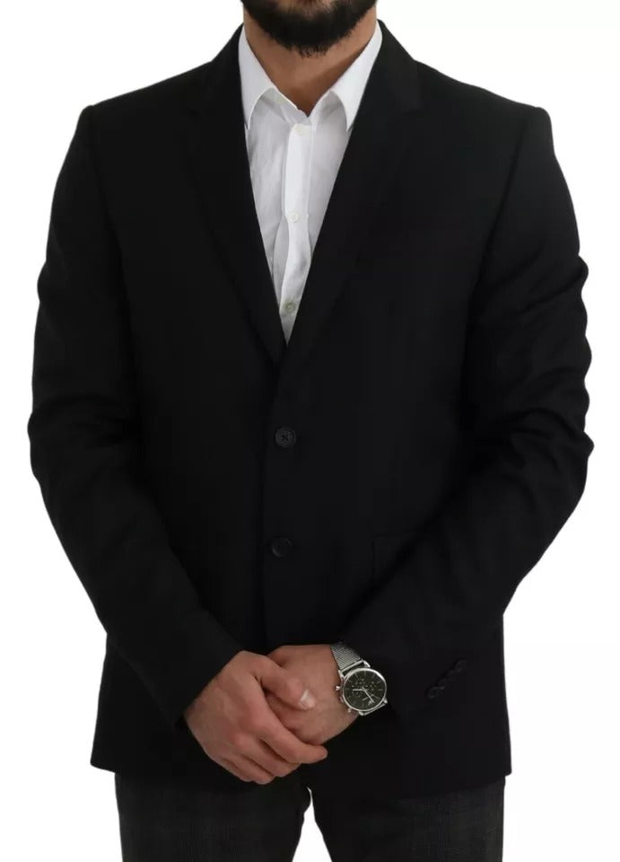 Чорний вовняний піджак Dolce &amp; Gabbana Slim Fit Notch Blazer
