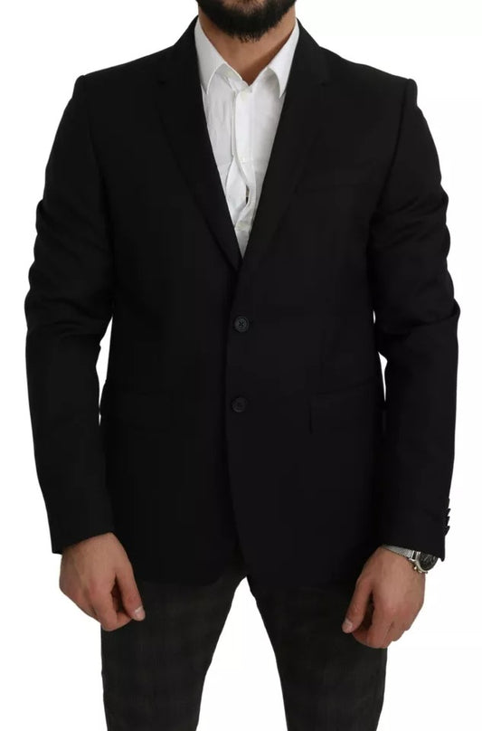 Чорний вовняний піджак Dolce &amp; Gabbana Slim Fit Notch Blazer
