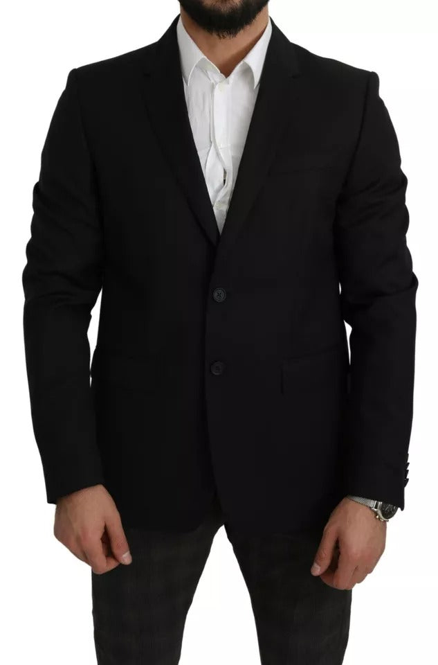 Чорний вовняний піджак Dolce &amp; Gabbana Slim Fit Notch Blazer