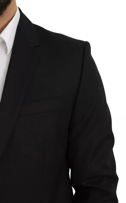 Чорний вовняний піджак Dolce &amp; Gabbana Slim Fit Notch Blazer