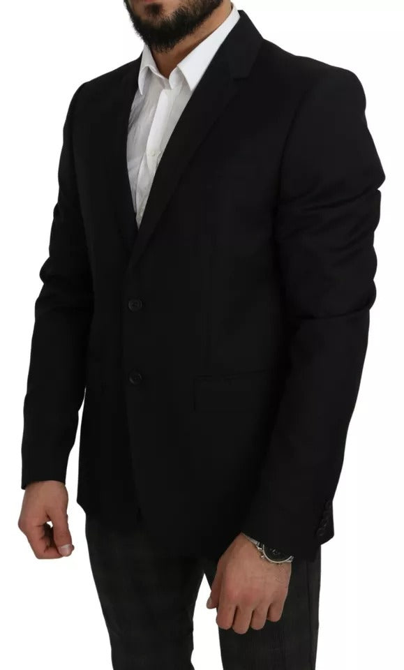 Чорний вовняний піджак Dolce &amp; Gabbana Slim Fit Notch Blazer