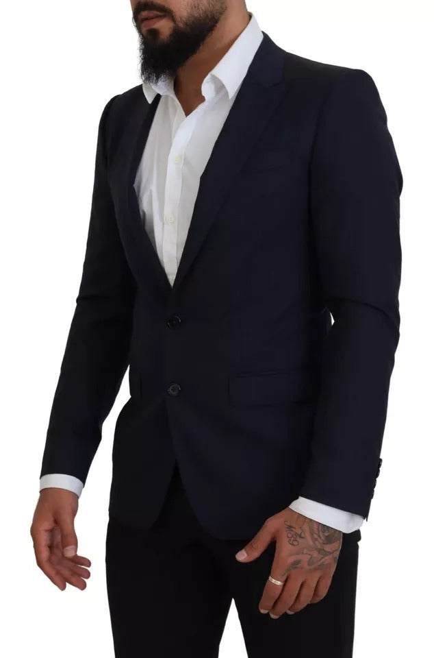 Синє вовняне офіційне пальто Dolce &amp; Gabbana Slim Fit. Чоловічий блейзер