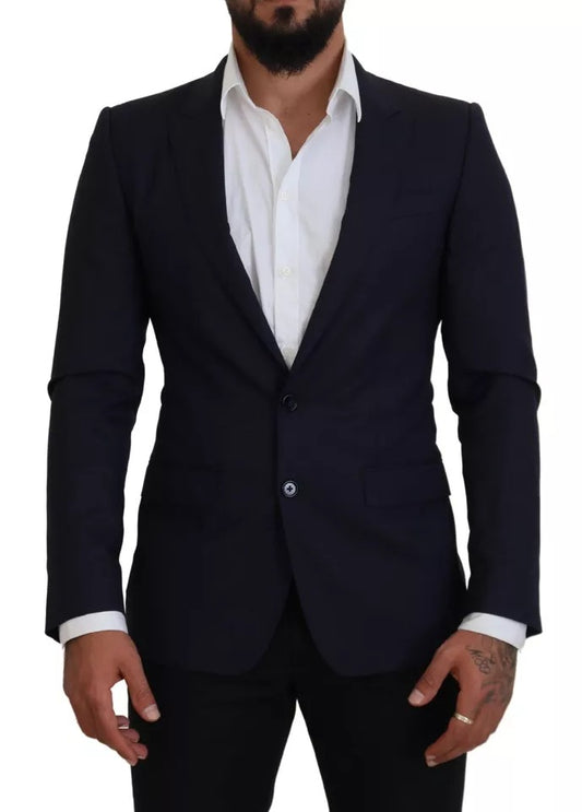 Синє вовняне офіційне пальто Dolce &amp; Gabbana Slim Fit. Чоловічий блейзер
