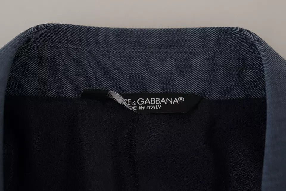 Синій вовняний стрейч-піджак тонкого крою Dolce &amp; Gabbana