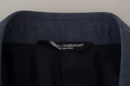 Синій вовняний стрейч-піджак тонкого крою Dolce &amp; Gabbana
