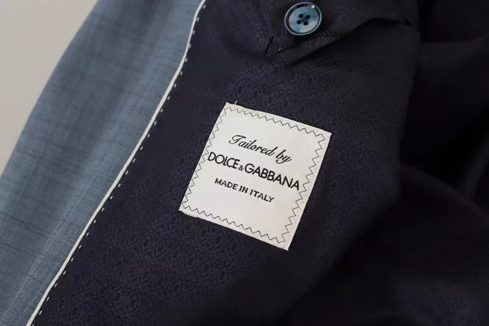 Синій вовняний стрейч-піджак тонкого крою Dolce &amp; Gabbana