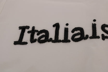 Шовкова біла блуза Dolce &amp; Gabbana з блискітками «Italia Is Love».