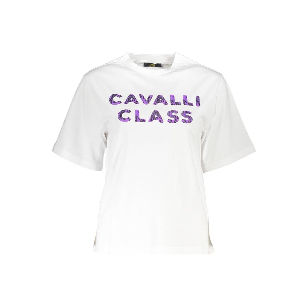 Біла бавовняна жіноча футболка Cavalli Class