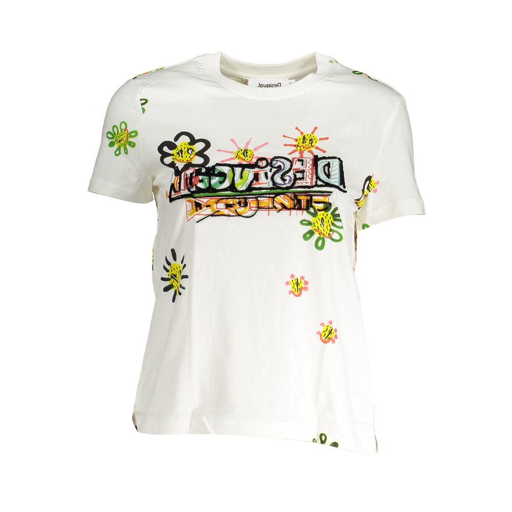 Біла бавовняна жіноча футболка Desigual