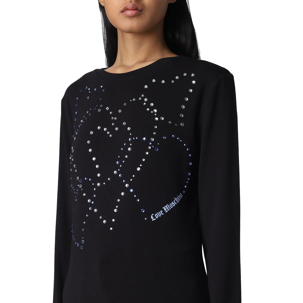 Бавовняна футболка Love Moschino зі стразами у формі серця