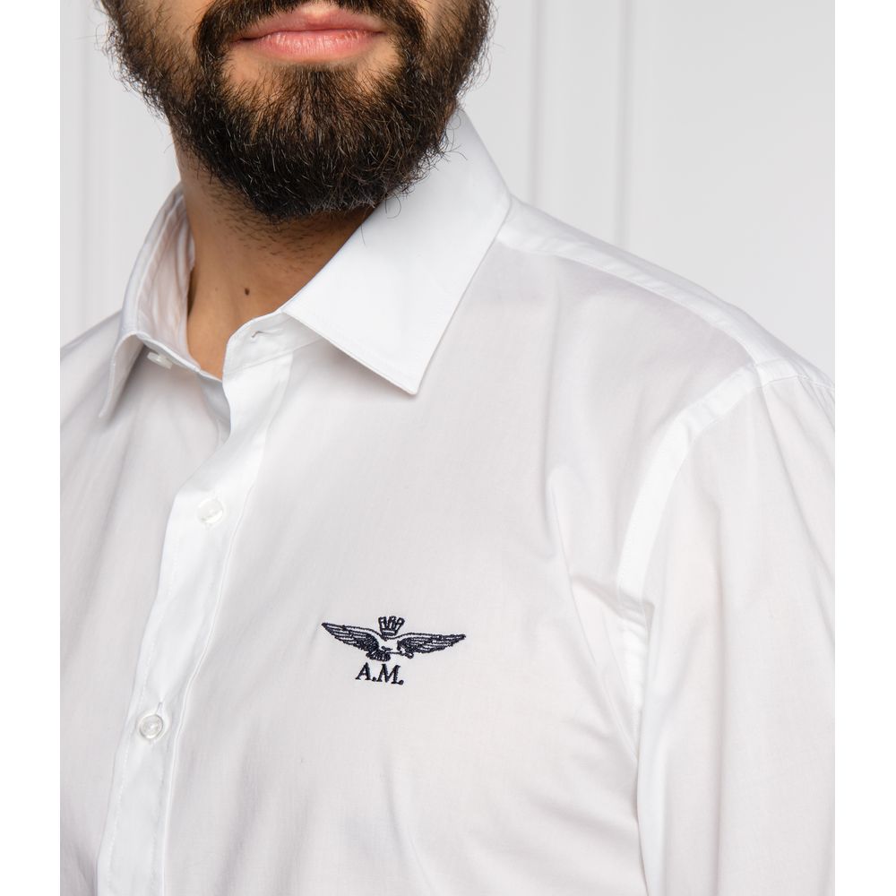 Біла бавовняна чоловіча сорочка Aeronautica Militare