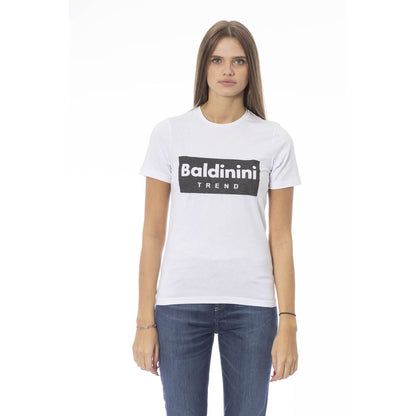 Біла бавовняна жіноча футболка Baldinini Trend