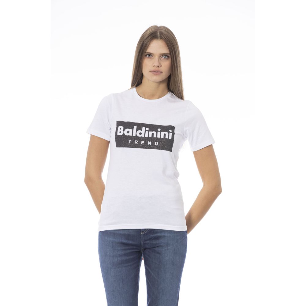 Біла бавовняна жіноча футболка Baldinini Trend