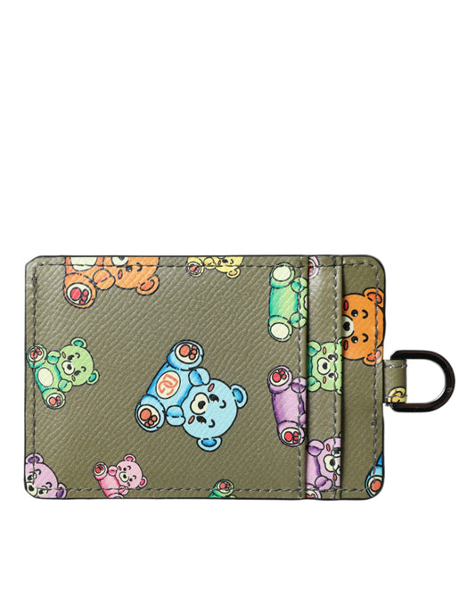 Шкіряний жіночий гаманець для карток Dolce &amp; Gabbana Army Green Teddy Bear