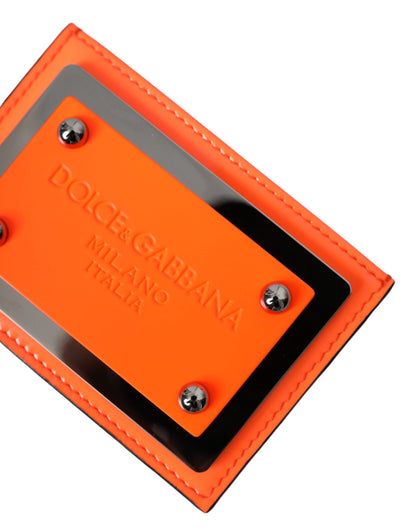 Гаманець Dolce &amp; Gabbana Orange Black Leather Logo Plaque Card Holder