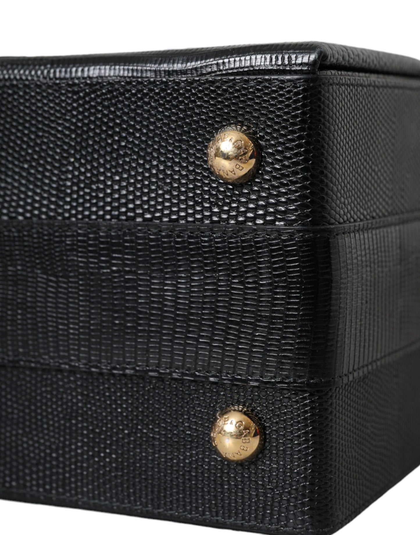 Шкіряна подвійна сумка Dolce &amp; Gabbana Black Lizard з тисненням з телячої шкіри