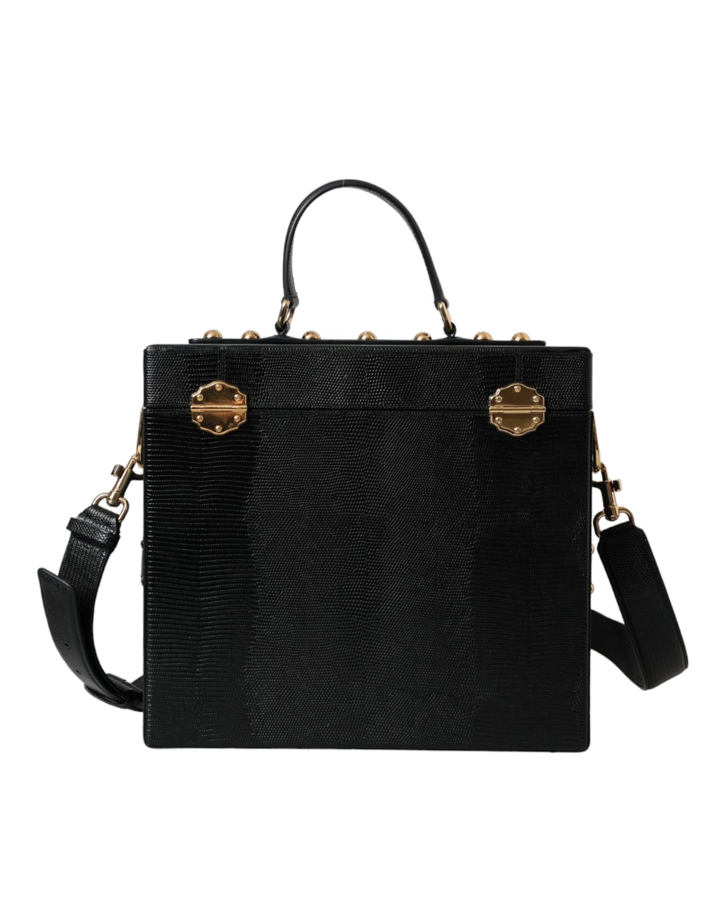 Шкіряна подвійна сумка Dolce &amp; Gabbana Black Lizard з тисненням з телячої шкіри