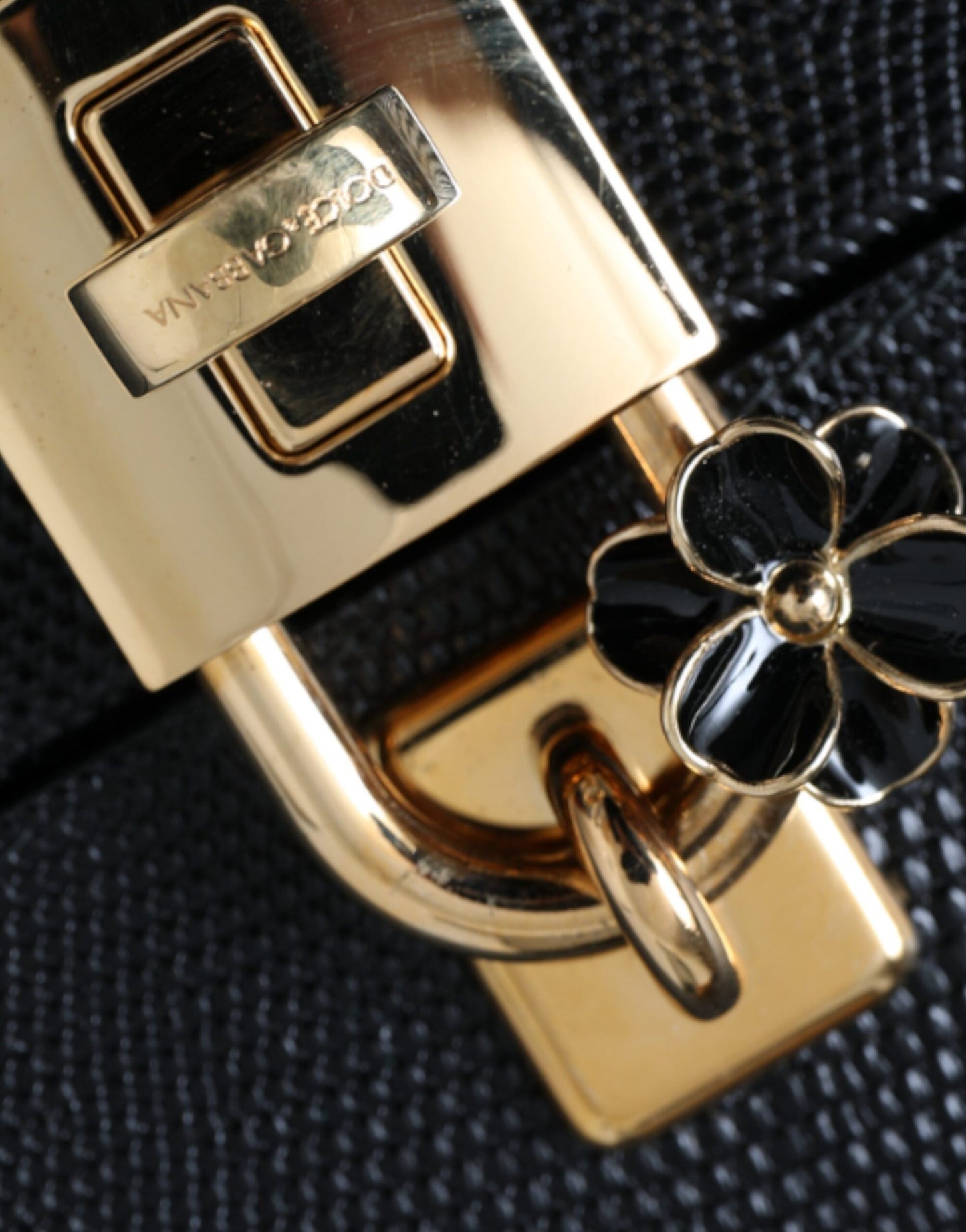 Шкіряна подвійна сумка Dolce &amp; Gabbana Black Lizard з тисненням з телячої шкіри