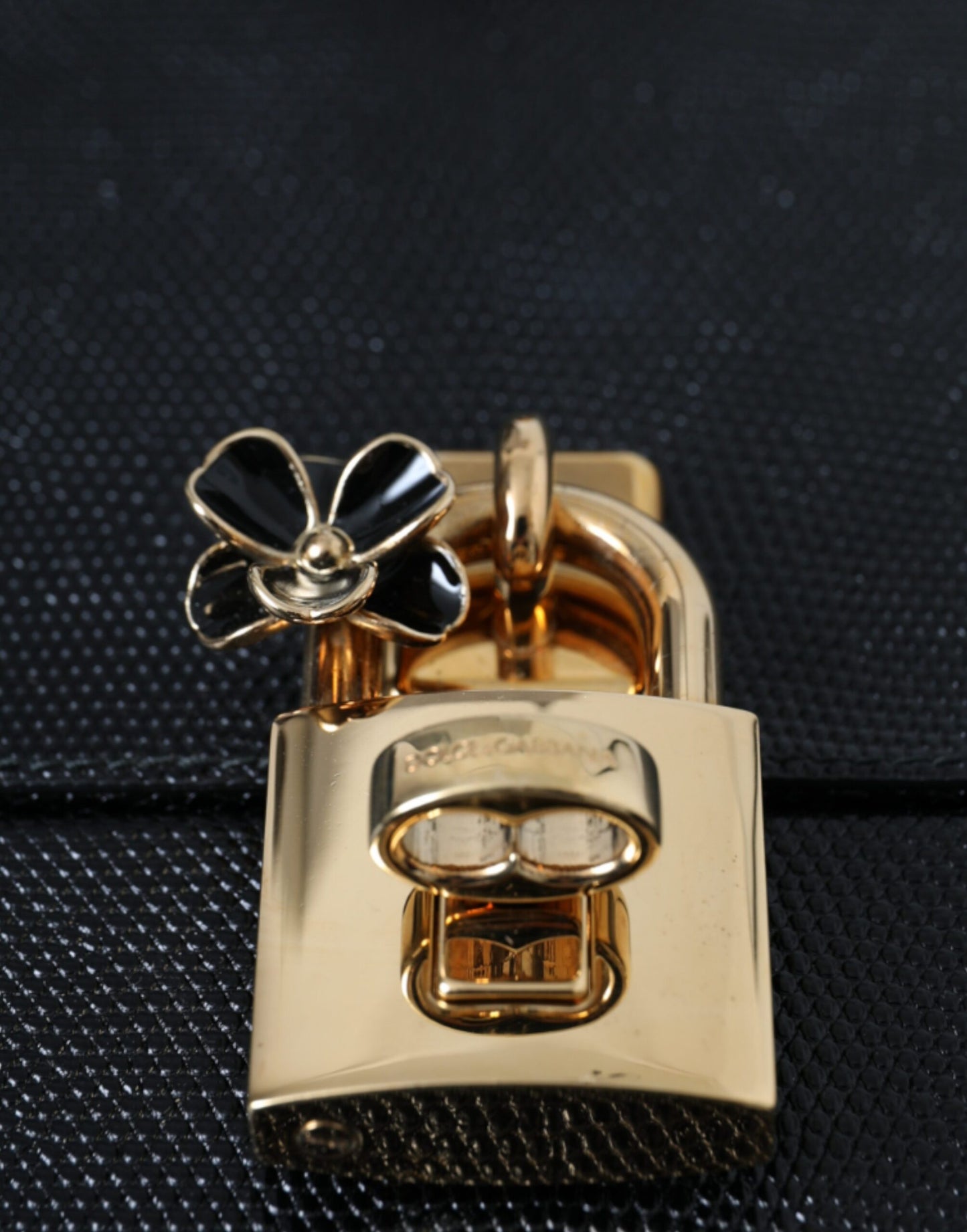 Шкіряна подвійна сумка Dolce &amp; Gabbana Black Lizard з тисненням з телячої шкіри