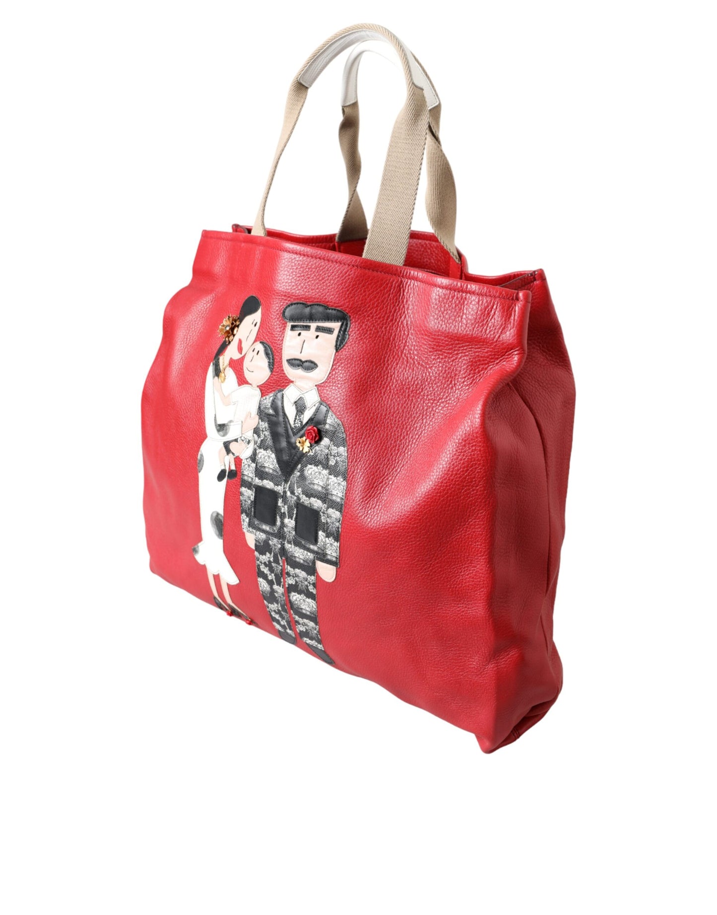 Червона шкіряна сумка Dolce &amp; Gabbana #DGFamily Patch Shopping Tote