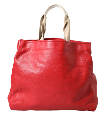 Червона шкіряна сумка Dolce &amp; Gabbana #DGFamily Patch Shopping Tote