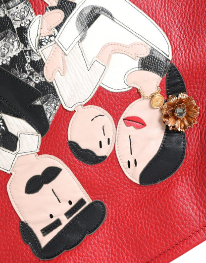 Червона шкіряна сумка Dolce &amp; Gabbana #DGFamily Patch Shopping Tote