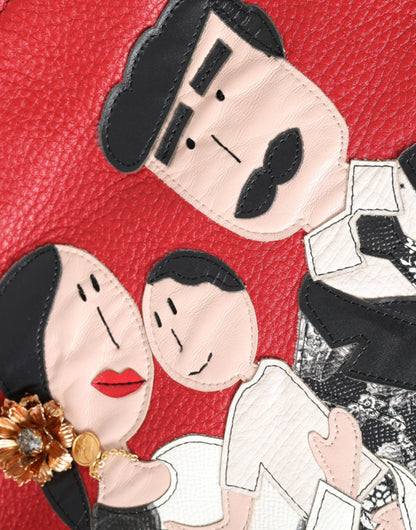 Червона шкіряна сумка Dolce &amp; Gabbana #DGFamily Patch Shopping Tote