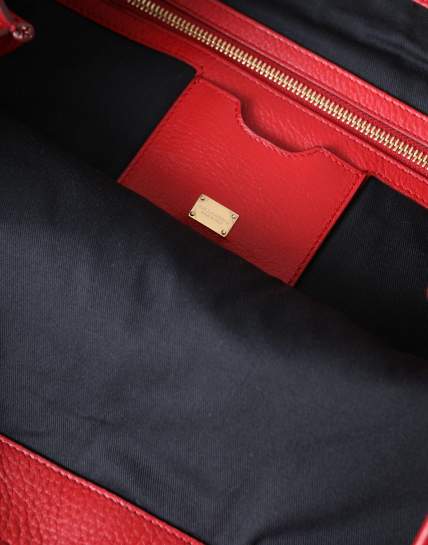 Червона шкіряна сумка Dolce &amp; Gabbana #DGFamily Patch Shopping Tote