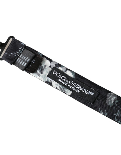 Чоловіча краватка-метелик Dolce &amp; Gabbana Black Floral Fantasy з регульованою шиєю