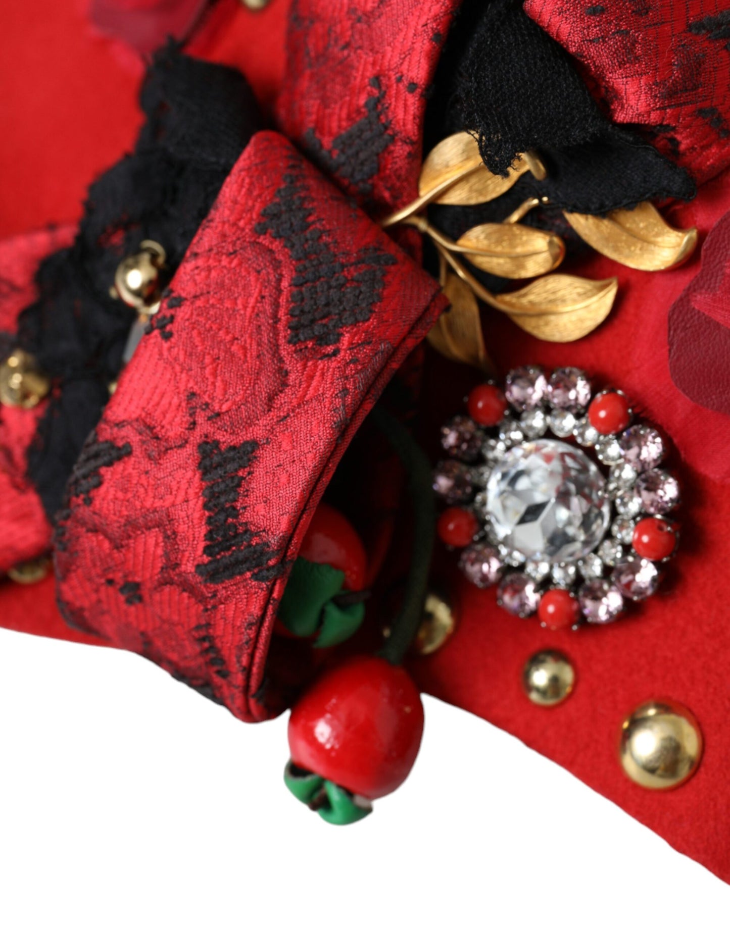 Капелюх Dolce &amp; Gabbana з червоними кришталями і золотими трояндами