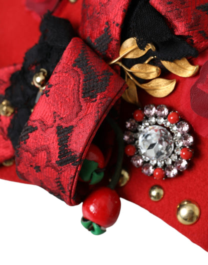 Капелюх Dolce &amp; Gabbana з червоними кришталями і золотими трояндами