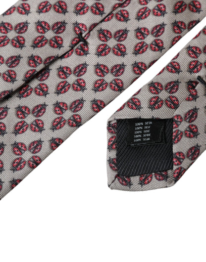 Шовкова регульована чоловіча краватка Dolce &amp; Gabbana Beige Lady Bug Print