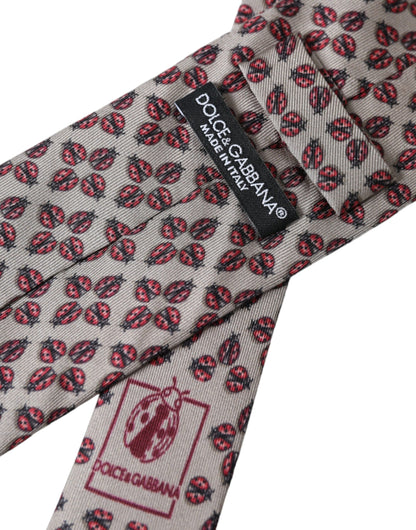 Шовкова регульована чоловіча краватка Dolce &amp; Gabbana Beige Lady Bug Print