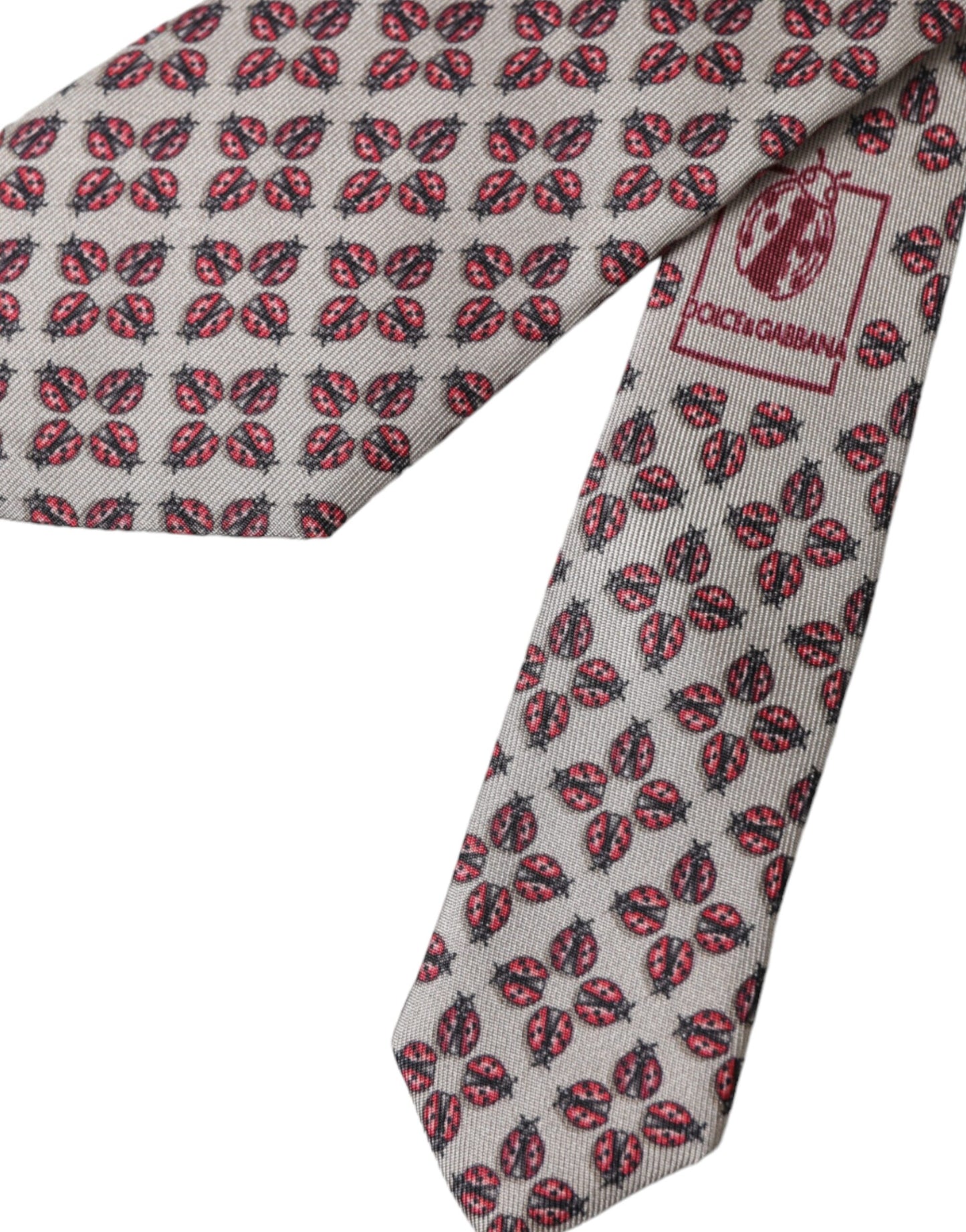 Шовкова регульована чоловіча краватка Dolce &amp; Gabbana Beige Lady Bug Print