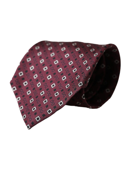 Регульована чоловіча краватка Dolce &amp; Gabbana Maroon Silk з фірмовим логотипом