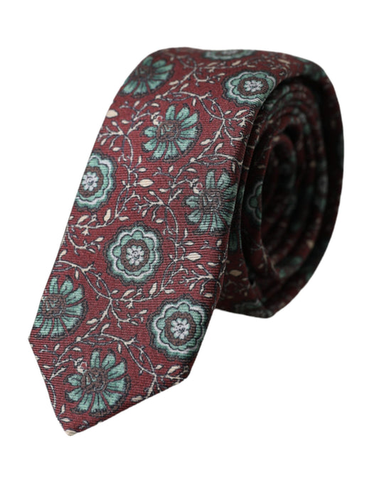 Регульована чоловіча краватка Dolce &amp; Gabbana Maroon Floral зі 100% шовку