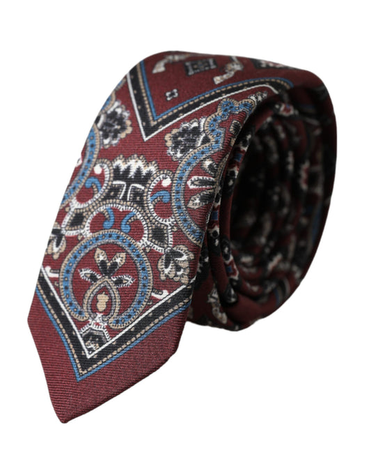 Регульована чоловіча краватка зі 100% шовку Dolce &amp; Gabbana Bordeaux