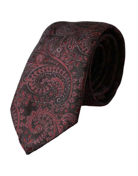 Шовкова регульована чоловіча краватка з малюнком Dolce &amp; Gabbana Bordeaux